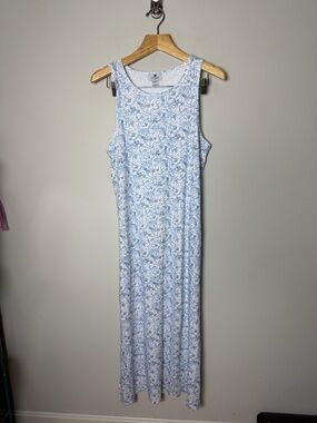 Nantucket Octopus Toile Maxi Dress 100% Pima Cotton Sleeveless Blue White 256